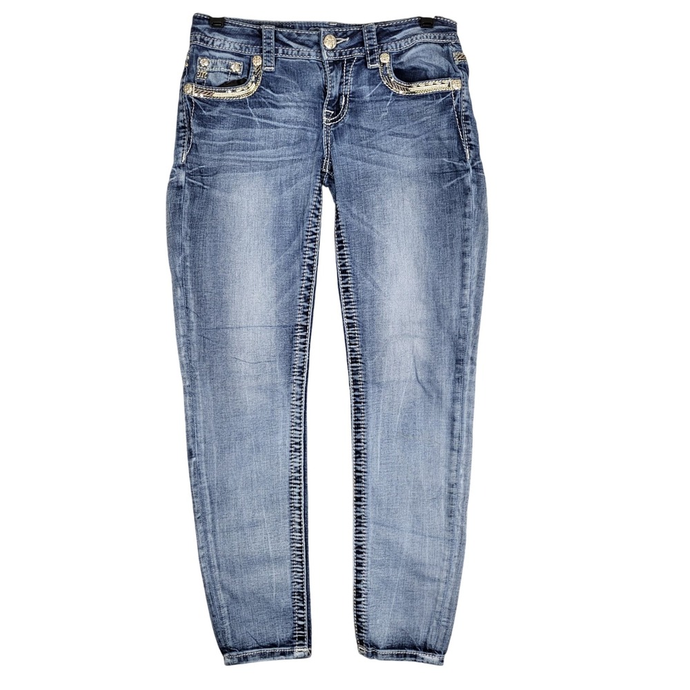 Miss Me Women's Jeans Embellished Pockets Light‎ Wash Denim Pants